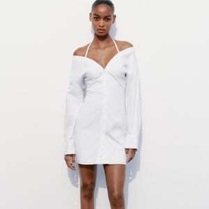 NWT Zara Off-the-Shoulder Trench Coat Dress, Size S